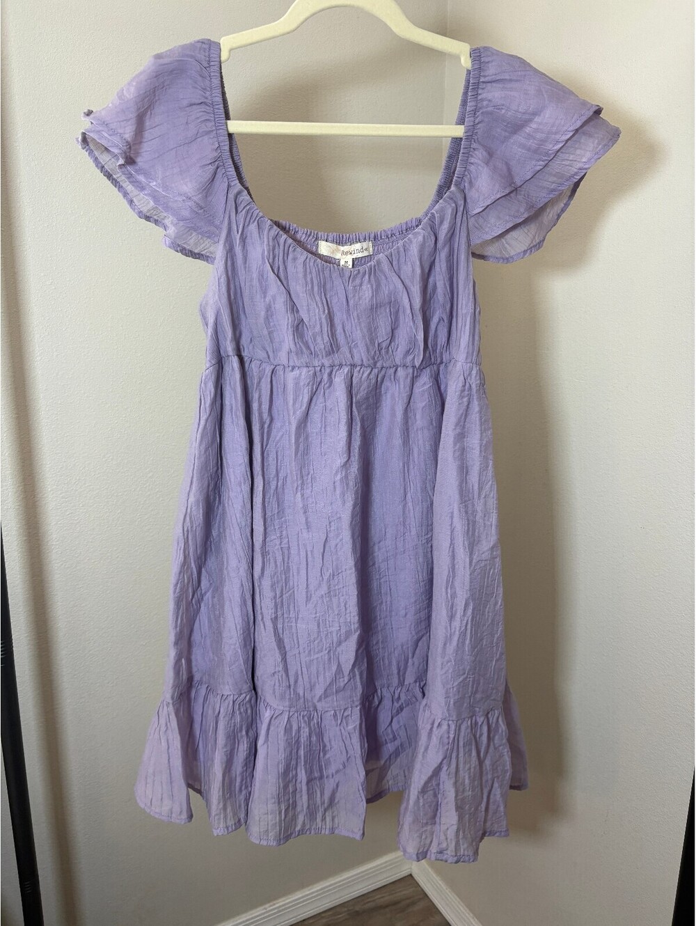 Fairycore Lavender Ruffle Sleeve Summer Dress sz M